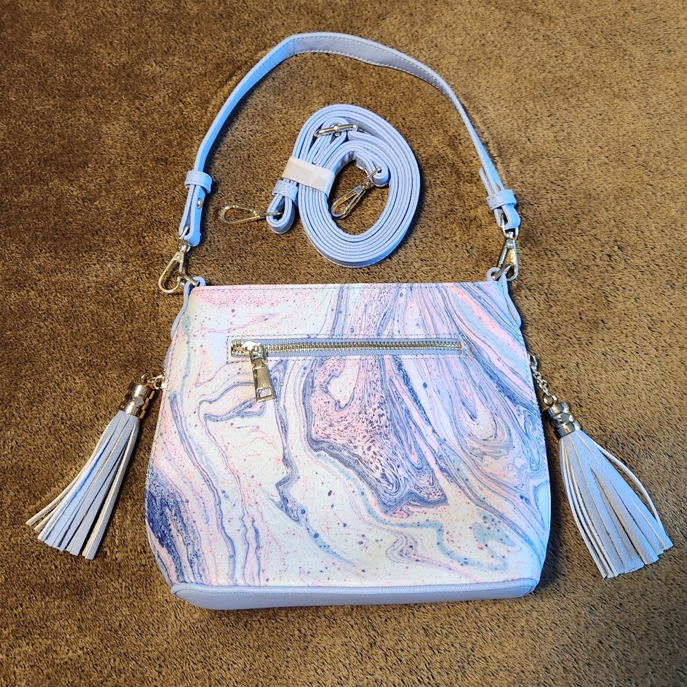 Blue and pink purse